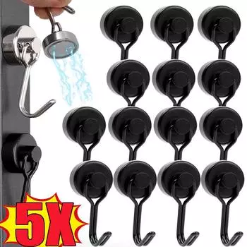 5/1 шт. вращающийся сильный магнитный крючок настенный сверхпрочный магнитный крючок для ключей вешалка для пальто домашний кухонный аксессуар для ванной комнаты 1PC