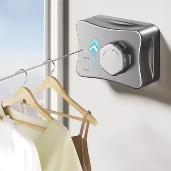 5.1M настенная выдвижная бельевая веревка регулируемая втягивающаяся невидимая прочная нержавеющая стальная проволока балконная прачечная сушильная веревка для белья чёрный