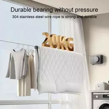 5.1M настенная выдвижная бельевая веревка регулируемая втягивающаяся невидимая прочная проволока из нержавеющей стали белый
