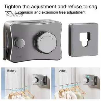 5.1M настенная выдвижная бельевая веревка регулируемая втягивающаяся невидимая прочная нержавеющая стальная проволока для использования в помещении и на открытом воздухе на балконе для стирки и сушки белья чёрный