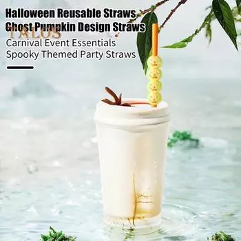 5/20 шт. Хэллоуин соломинка тыква привидение декор пластиковые многоразовые вечерние питьевые трубочки украшения Хэллоуин вечеринка принадлежности для детей