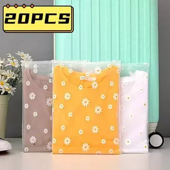 5/20 шт. мешков для хранения одежды Daisy Ziplock, матовые полиэтиленовые пакеты с застежкой-молнией для упаковки свитеров и толстовок, швейные проекты 20 x 30 cm-5pcs