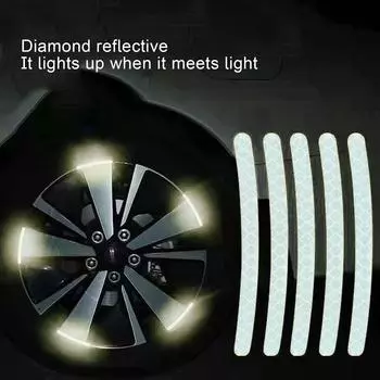 5/20pcs Car Wheel Hub Reflective Sticker Tire Rim Reflective Strips Luminous Sticker for Night Driving Car-Styling Accessories
