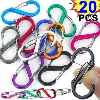 5/20 шт. карабинов из алюминиевого сплава в форме буквы S для скалолазания, кемпинга, EDC, брелок с пружиной, крючок, двойная пряжка для ключей 5PCS (Multicolor)