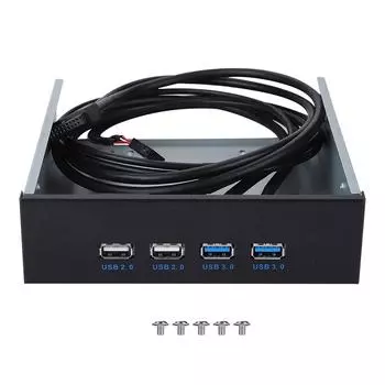 5,25-дюймовый 19-контактный 9-контактный разъем USB 3.0 USB 2.0 4-портовый металлический отсек для оптического привода