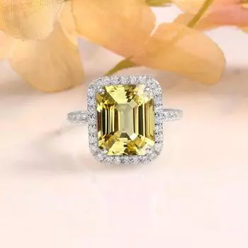 5,25 карат натуральный желтый сапфир драгоценный камень ручной работы из стерлингового серебра 925 пробы помолвочное свадебное кольцо подарок для нее M жёлтый
