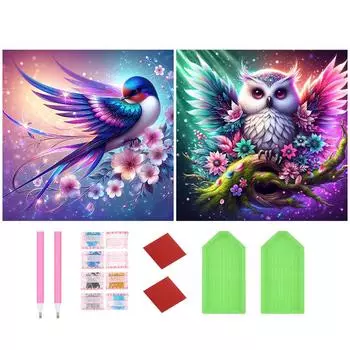 5# 2 шт 5D DIY полный круглый сверло частичный AB алмазная картина ласточка сова комплект 45x4