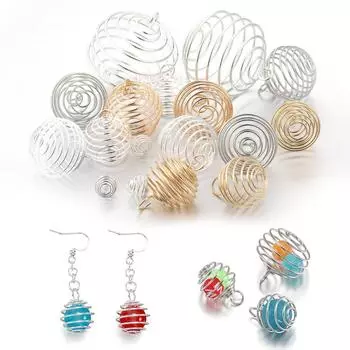 5-30 шт., 9-35 мм, металлические спиральные бусины, клетки, подвески, полые колпачки из бисера-фонарика для серег «сделай сам», принадлежности для изготовления ювелирных изделий, аксессуары 35mm x 5pcs