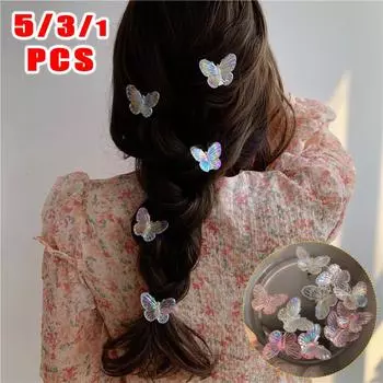 5/3/1 шт. модные заколки для волос с бабочкой-русалкой для милой девушки, заколка для волос, повязка на голову, осенние головные уборы и аксессуары для волос для милой девушки 1PCS белый