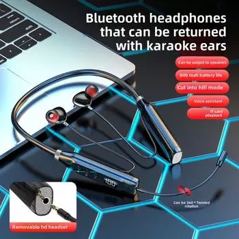 5.3 Беспроводные Bluetooth-наушники с шейным разъемом и сверхдолгим сроком службы. Вставной Bluetooth-микрофон. Наушники-вкладыши. single earphones