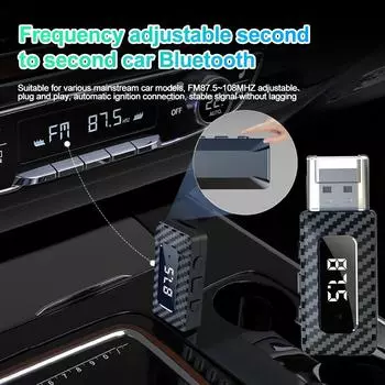 5.3 Мини 3 в 1 USB Автомобильный Bluetooth передатчик приемник со светодиодным дисплеем Handsfree Call Car Kit Авто Беспроводное аудио для FM-радио чёрный