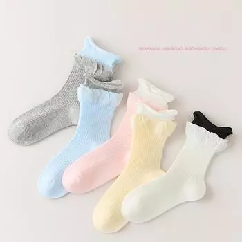 5/3 пары детских носков с пузырчатым двойным слоем для девочек, хлопковые, однотонные, дышащие, удобные, не скатывающиеся, полуноски для девочек S(1-3 years old)