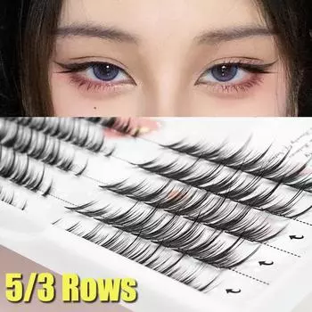 5/3 ряда, один кластер, пушистые ресницы C, сегментированные, сегментированные, из натуральной норки, с эффектом лисьего глаза, для макияжа, наращивание ресниц, накладные ресницы