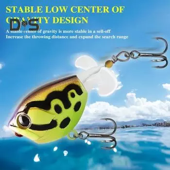 5.3CM/6G Topwater Fishing Lure с двойными винтами, тройным крючком, дальним забросом, реалистичной плавающей бионической искусственной приманкой для пресноводной и соленой воды розовый/чёрный