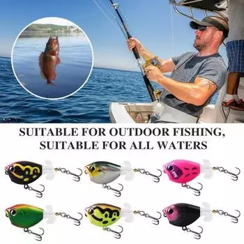 5.3CM/6G Topwater Fishing Lure с двойными винтами, тройной крючок, дальний заброс, реалистичный серебряный