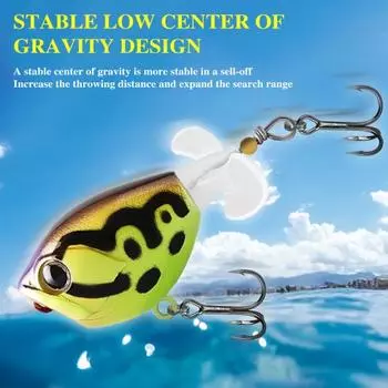5.3CM/6G Topwater Fishing Lure с двойными винтами, тройным крючком, дальним забросом, реалистичной плавающей бионической искусственной приманкой для пресноводной и соленой воды