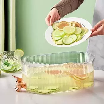 5.3LFridge Cold Kettle with Faucet Transparent Capacity Leakproof for Kitchen Refrigerator Milk Drinks Containers Large Jug зелёный