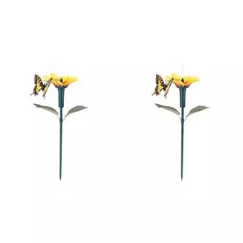 5 # 40 см водонепроницаемый солнечный подсолнечник бабочка кол декор для двора патио дорожки