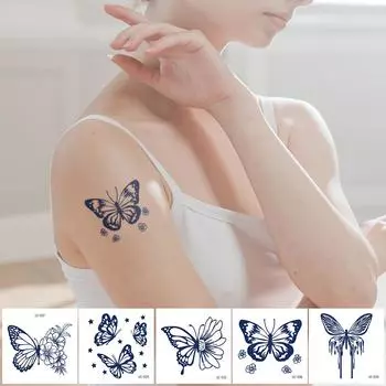 5/4/2 листов водонепроницаемые травяные временные татуировки маленькие полупостоянные прочные татуировки-бабочки наклейки
