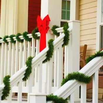 5,4 м зеленая рождественская гирлянда из сосны, украшение из ротанга, искусственные листья, игла для домашней лестницы, камина, рождество зелёный