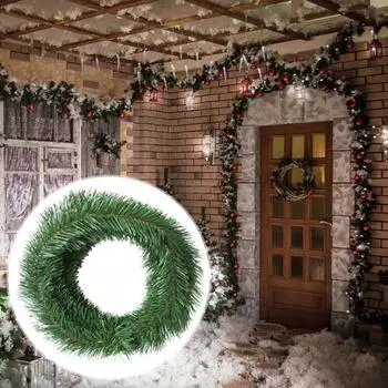 5,4 м зеленые рождественские украшения из ротанга, искусственные листья, гирлянда из сосновых игл для дома, лестницы, камина, рождественской елки, изготовление украшений своими руками на открытом воздухе зелёный