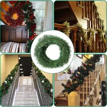 5,4 м зеленые рождественские украшения из ротанга, искусственные листья, гирлянда из сосновых игл для дома, лестницы, камина, рождественской елки, изготовление украшений своими руками на открытом воздухе