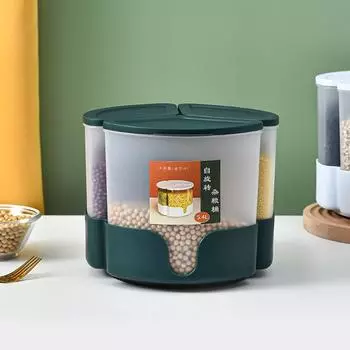 5.4L кухонный герметичный рисовый контейнер для хранения зерна дозатор хлопьев вращающаяся бутылка для сухих продуктов влагонепроницаемый контейнер белый