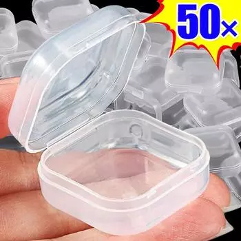 5/50 шт. Мини квадратная коробка для хранения прозрачные пластиковые маленькие коробки пылезащитная упаковка ювелирные изделия серьги контейнер для хранения кейс