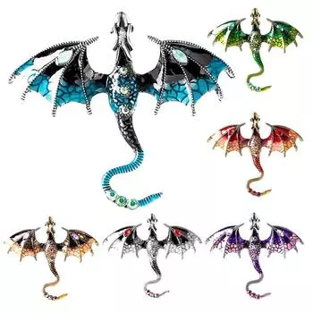 5-50 шт. ретро брошь летающего дракона, эмалированная брошь в виде дракона, женская и мужская брошь со стразами, летающая легенда, животное для вечеринки, офиса, брошь, подарки E
