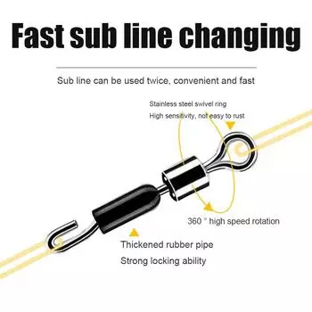 5# 50x Fishing Bearing Rolling Swivel Solid Ring Fast Link Hook Connectors (M)