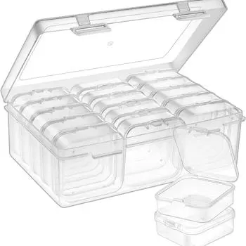 5,5-дюймовая маленькая прозрачная коробка для хранения украшений и поделок на 14 отделений, съемный органайзер для таблеток, 185 г