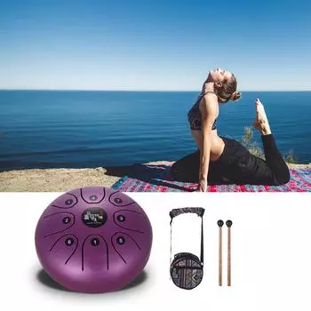 5,5-дюймовый мини-8-тонный стальной язычный барабан C Key Ударный инструмент Ручной барабан с молотками фиолетовый