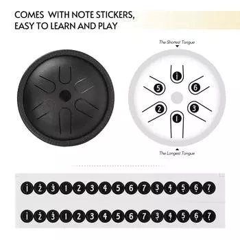 5,5-дюймовый мини-стальной барабан для языка, 6 нот, хэндпан-барабан, стальной карманный барабан, ударный инструмент с зелёный