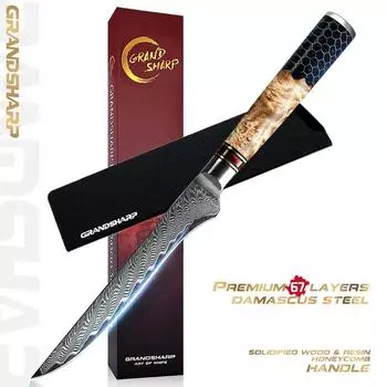 5,5-дюймовый нож для обвалки, 67 слоев дамасской стали, кухонные ножи шеф-повара, костное мясо, рыбное филе, ножи для суши 5.5 inches