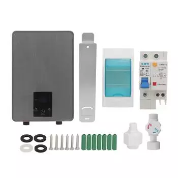 5.5 кВт 220 В электрический водонагреватель с ручной регулировкой IPX4 водонепроницаемый мгновенный водонагреватель для кухни и ванной комнаты 220V темно серый