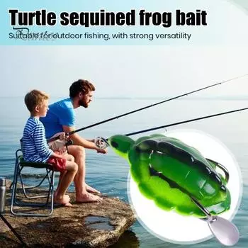 5,5 см/11,7 г приманка для рыбалки в форме черепахи со спиннером с блестками, острый крючок, реалистичная верхняя вода, плавающая искусственная змееголовая лягушка, жесткая приманка для рыбалки на открытом воздухе B
