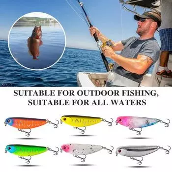 5.5CM/5.6G Topwater Pencil Lure с тройным крючком Реалистичная плавающая приманка для ловли на джиг в пресной и соленой воде розовый/белый