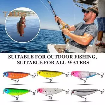 5.5CM/5.6G Topwater Pencil Lure с тройным крючком Реалистичная плавающая приманка для ловли на джиг в пресной воде, соленой воде, форели, окуня, щуки, окуня жёлтый