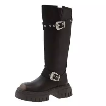 5.5CM Knee High Boots for Women s Knitted Elastic Socks Botas Spring Autumn Platform Fashion Long Boots Shoes Botas De Mujer 35 чёрный