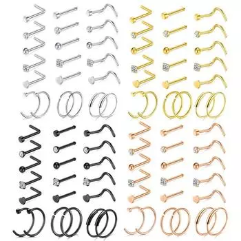 5/6/21 шт 20 г носовые гвоздики из нержавеющей стали ноздри гвоздики винты носовое кольцо пирсинг серебряные золотые сердечки носовые гвоздики