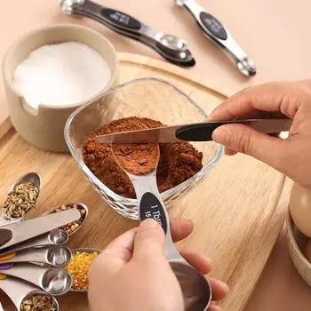 5/6/7/8 шт. Набор магнитных мерных ложек из нержавеющей стали с двумя головками, столовая ложка, чайная ложка для кухни 6pcs разноцветный