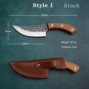 5 6 7 Открытый нож Обвалочный нож Нож мясника Кухонный нож Кухонный инструмент из нержавеющей стали Style 1