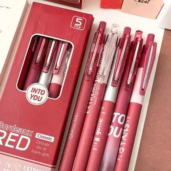 5/6/7 шт./кор., простая гелевая ручка, модная градиентная ручка, однотонная гелевая ручка с черными чернилами 0,5 мм, милая канцелярская ручка, письменные принадлежности 5pcs