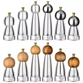 5/6/8-дюймовая ручная перцемолка акриловая бутылка для приправ регулируемая грубость молотого перца кухонный инструмент для измельчения морской соли