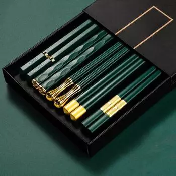 5/6/8 пар, устойчивые к высоким температурам бытовые палочки для еды на одного человека, одна палочка для еды из сплава для совместного приема пищи green-5 pairs