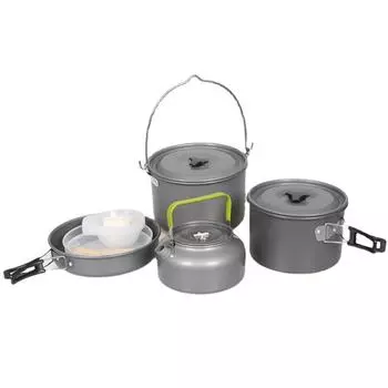 5-6 человек набор для кемпинга на открытом воздухе портативный набор горшок с чайником набор горшок темно-серого