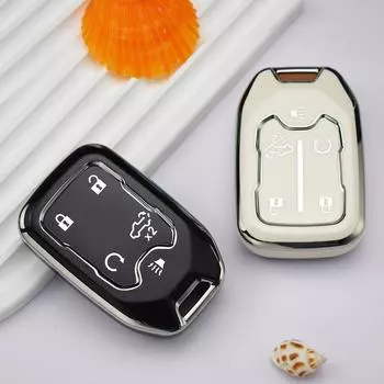 5 6 кнопок ТПУ чехол для ключей от машины дистанционный чехол для GMC Yukon Sierra Acadia Terrain для Chevrolet Silverado Suburban Tahoe аксессуары 5A Button Key Case белый