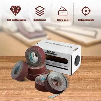 5/6 рулона длинной абразивной наждачной бумаги в рулонах, упакованная в коробку шлифовальная лента из оксида алюминия, вытягиваемая абразивная бумага, зернистость 80/150/240/320/400/600
