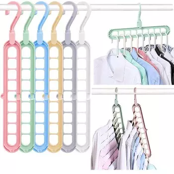 5/6 шт. 9-отверстий вешалка для одежды экономит место вешалка для одежды волшебная вешалка для одежды многофункциональная сушилка органайзер для хранения в шкафу green
