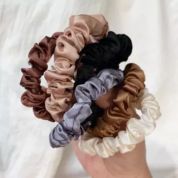 5/6 шт. элегантные резинки для волос женские минималистичные имитация шелковых резинок для волос однотонные эластичные петли для волос конский хвост аксессуары для волос 5PCS
